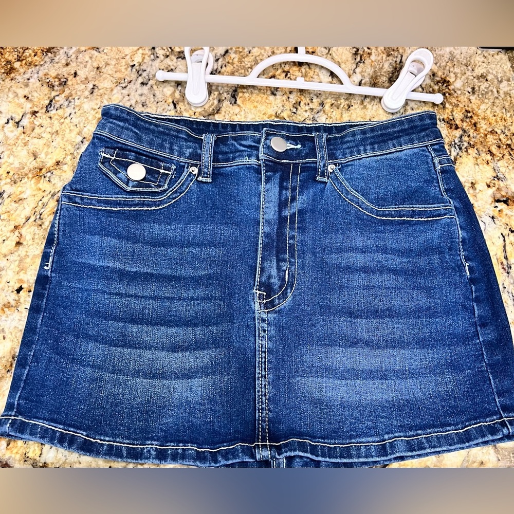 Denim Skirt Size Small summer vacation Playboy college SHEIN Blues Zipper Fly